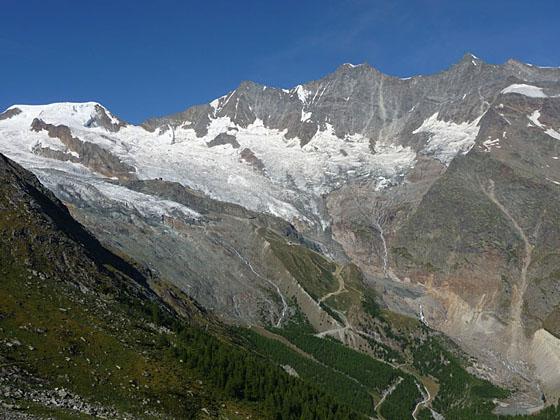 13,000-ft. peaks rising to the west of Saas Fee
